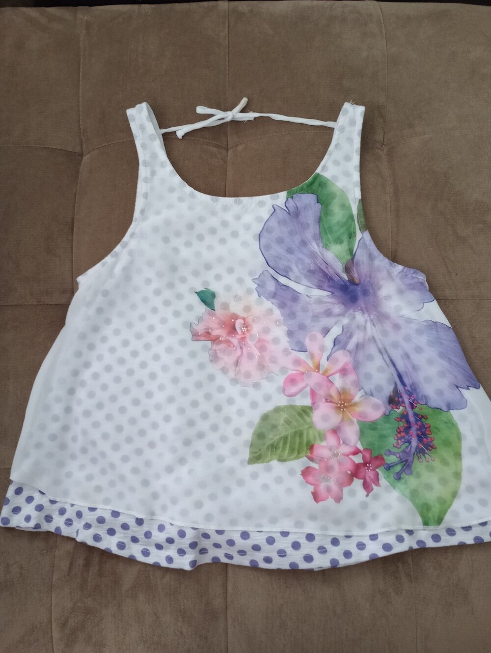 Junior - Layered White And Purple Tank Top